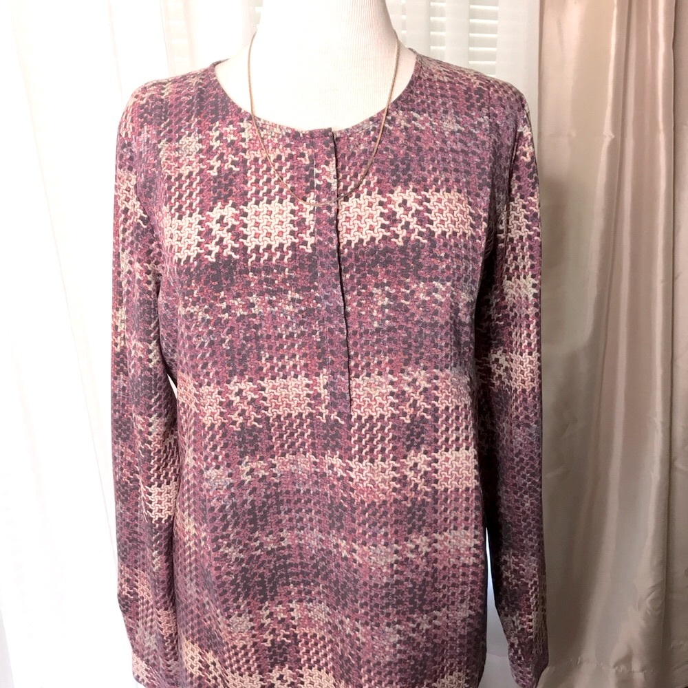 Van Heusen new covered button pleated blouse mauve pink Large